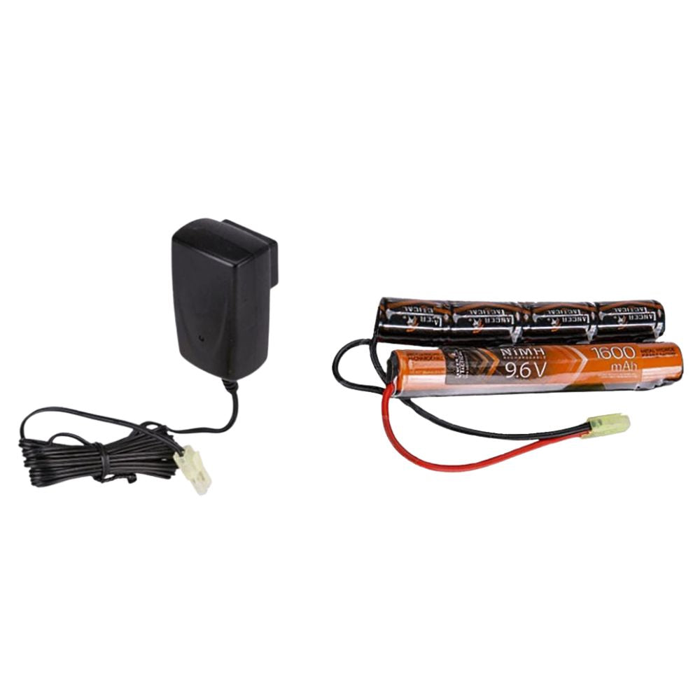 LK9100_2Batteria e caribatteria del fucile d'assalto Lancer Tactical Mk.18 elettrico - Nero/Tan