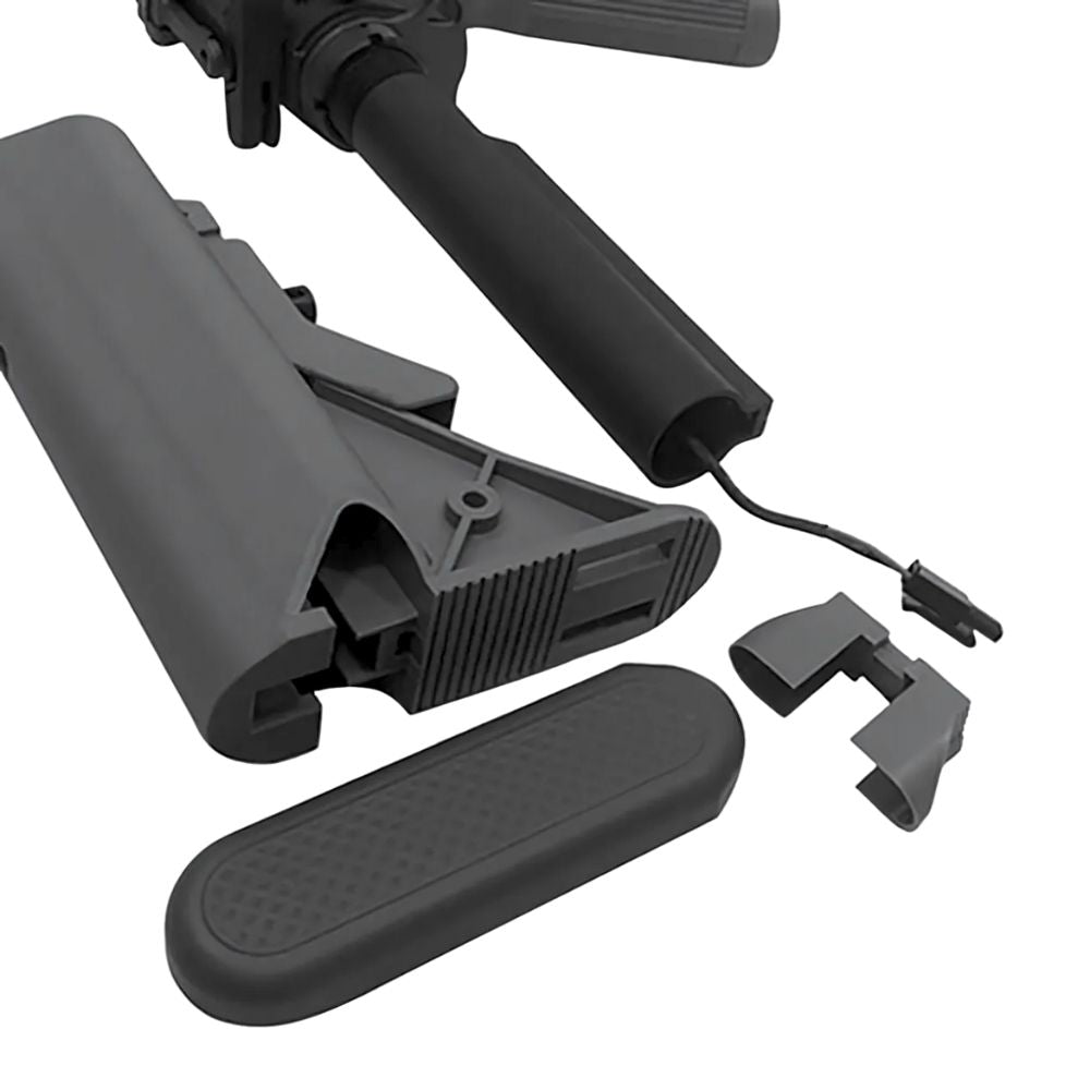 dettaglio interno del calcio del fucile elettrico