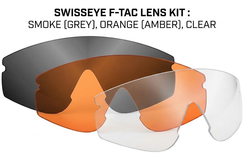 Maschera Tattica Balistica Swisseye F-Tac | Con 3 Lenti e Clip RX