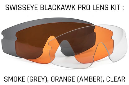 Occhiali Tattici Balistici Swisseye Blackhawk Pro | Regolabili con 3 Lenti