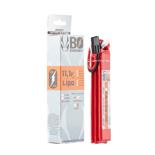 BO Energy - Batteria Lipo 11.1V 1300MAH 25C 3 Sticks