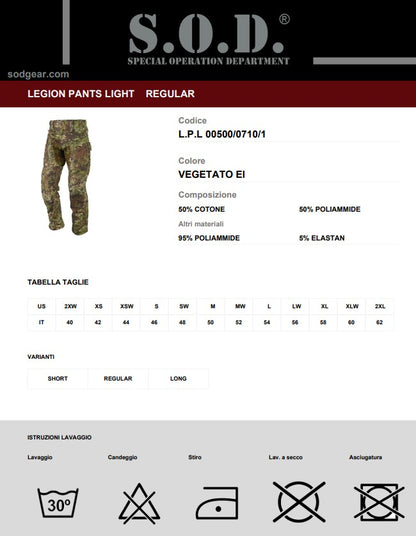 Legion Pants Light SOD Gear – Vegetato EI