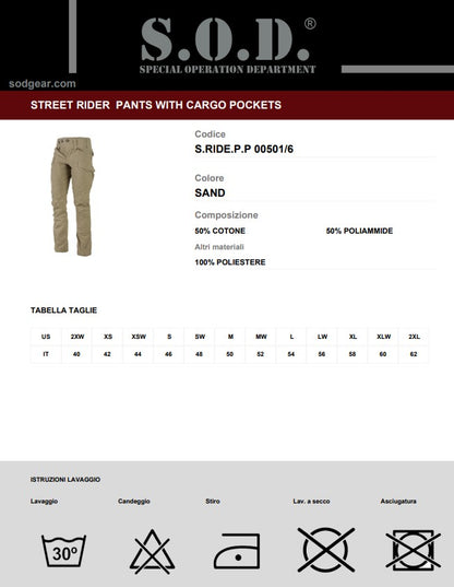 Pantalone Tattico SOD SRIDEPP - Sand - Serie 00501