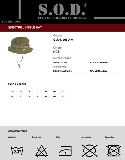 Tattico SOD Spectre Jungle Hat - HCS - Serie 00501
