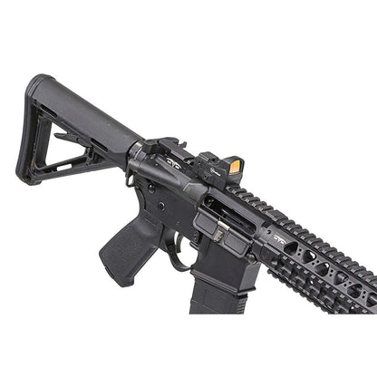 Mirino reflex Firefield Impact Mini con attacco a 45°, montata su un fucile sofftair