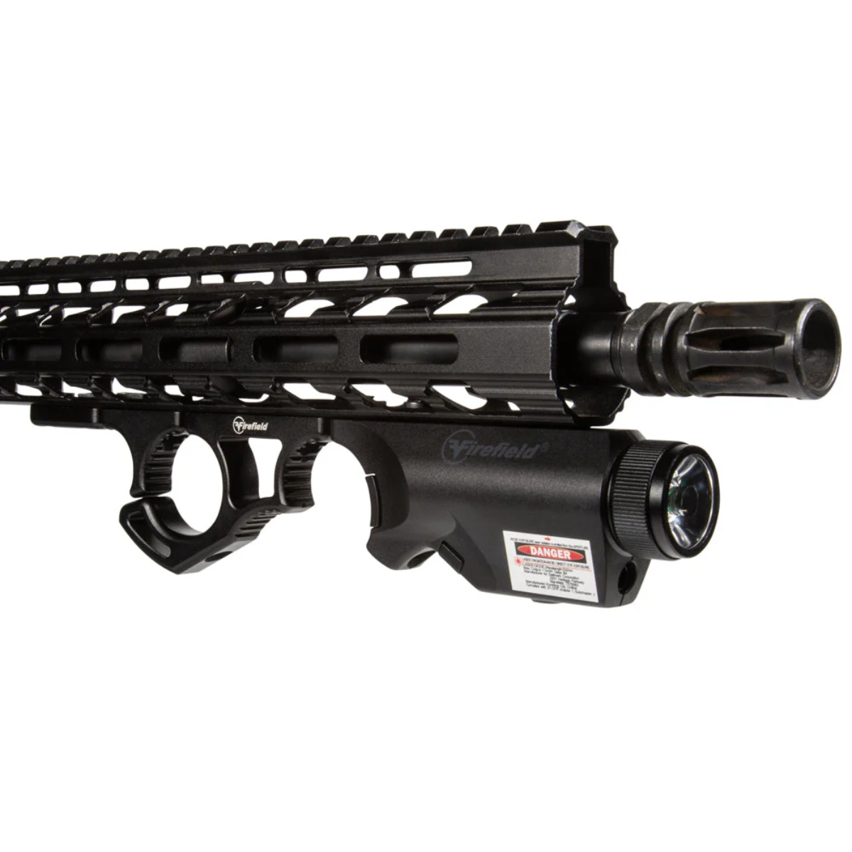 Torcia tattica Firefield Rival XL Foregrip MLOK con laser montata su un fucile softair